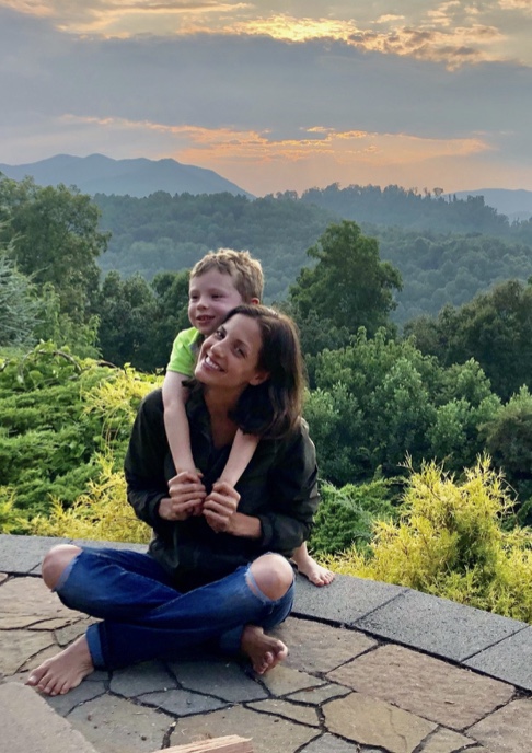 portrait of a happy mother and son captured in an outdoor setting